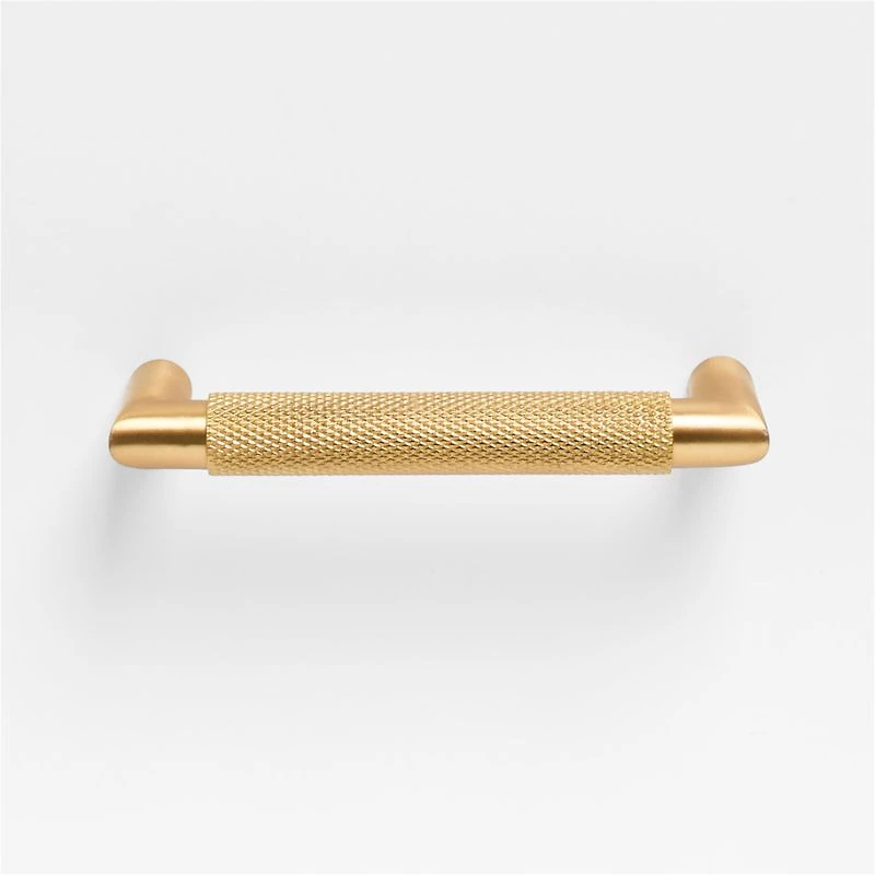 Modern Knurled 4" Brushed Brass Cabinet Pull