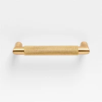 Modern Knurled 4" Brushed Brass Cabinet Pull