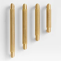 Modern Knurled 4" Brushed Brass Cabinet Pull