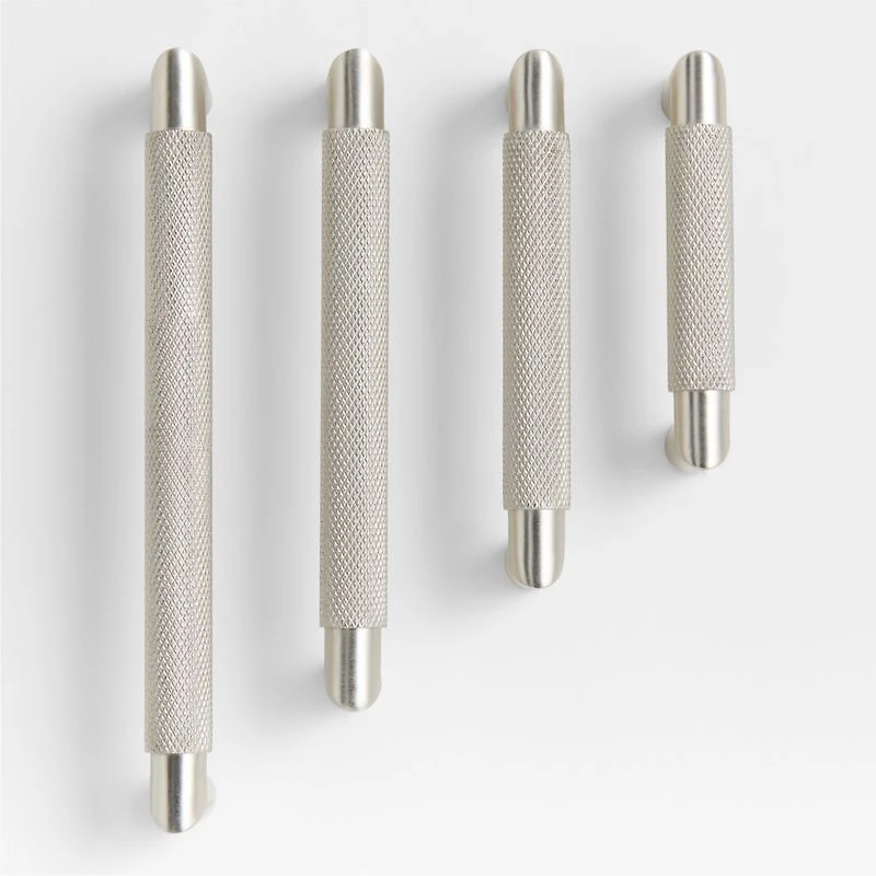 Modern Knurled 6" Brushed Nickel Cabinet Pull