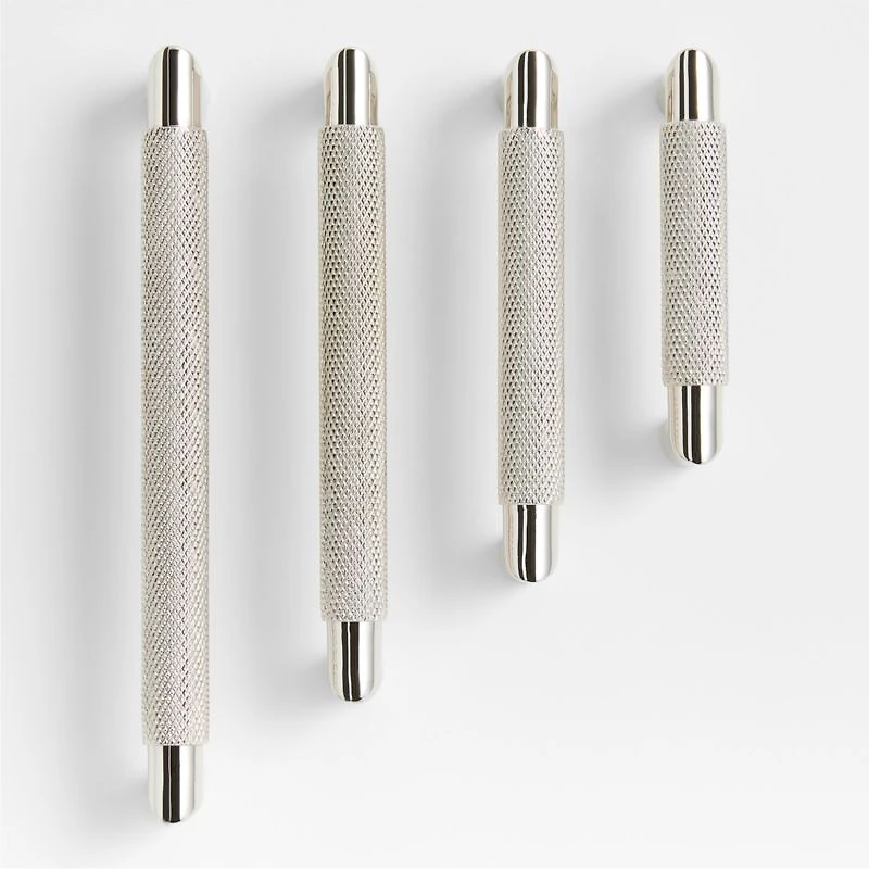 Modern Knurled 3" Polished Chrome Cabinet Pull