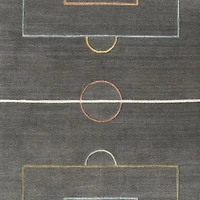 Modern Soccer Field Wool Charcoal Kids 12"x18" Rug Swatch