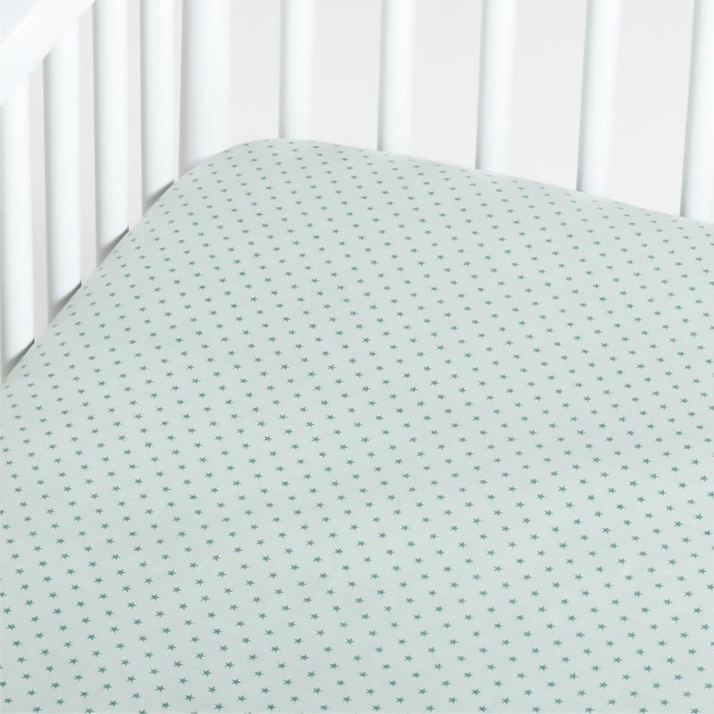 Modern Star Organic Brushed Cotton Blue Baby Crib Fitted Sheet