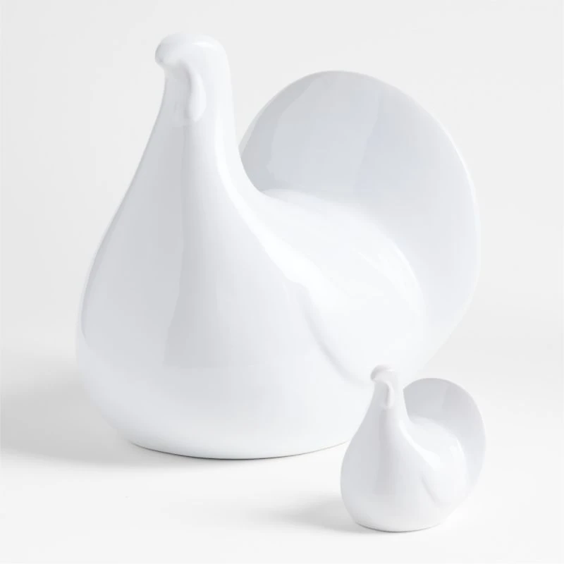 Modern White Ceramic Thanksgiving Turkey Sculpture