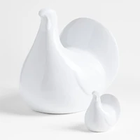 Modern White Ceramic Thanksgiving Turkey Sculpture