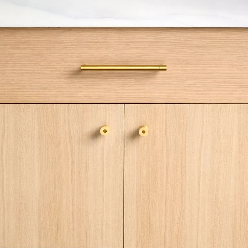 Modern 5" Flat-End Brushed Brass Cabinet Drawer Bar Pull
