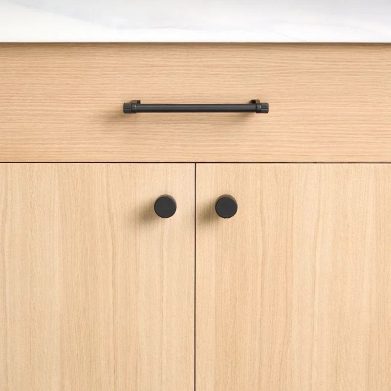 Modern 3" Fluted Matte Black Cabinet Drawer Bar Pull
