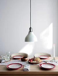 Maddox White Bell Small Pendant Light with Black Socket