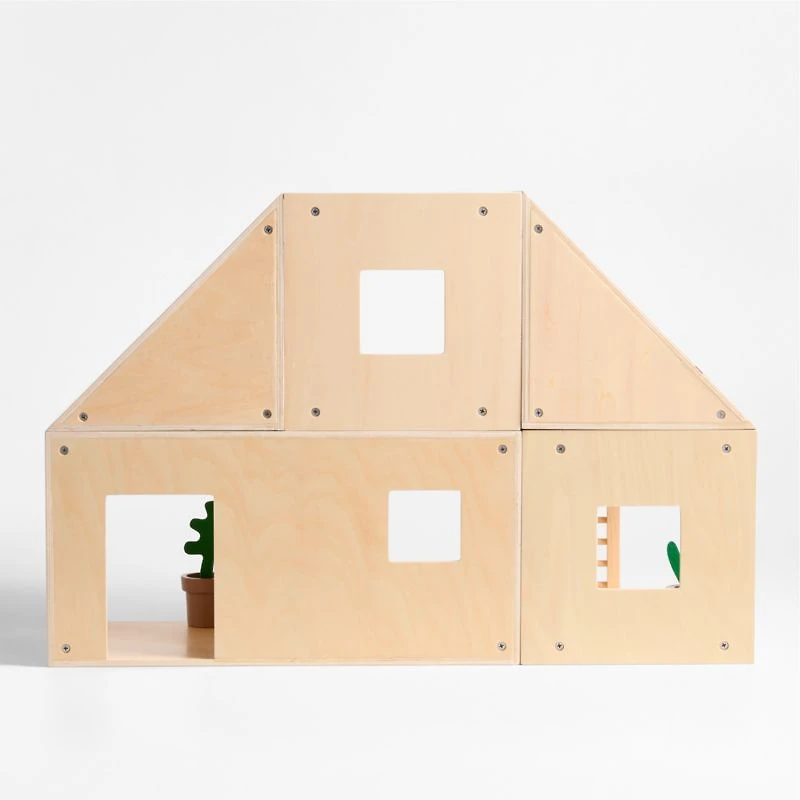 Modern Modular Wooden Kids Dollhouse with 20-Piece Furniture Set