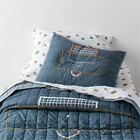 Modern Soccer Embroidered Hand-Quilted Organic Cotton Kids Twin Quilt