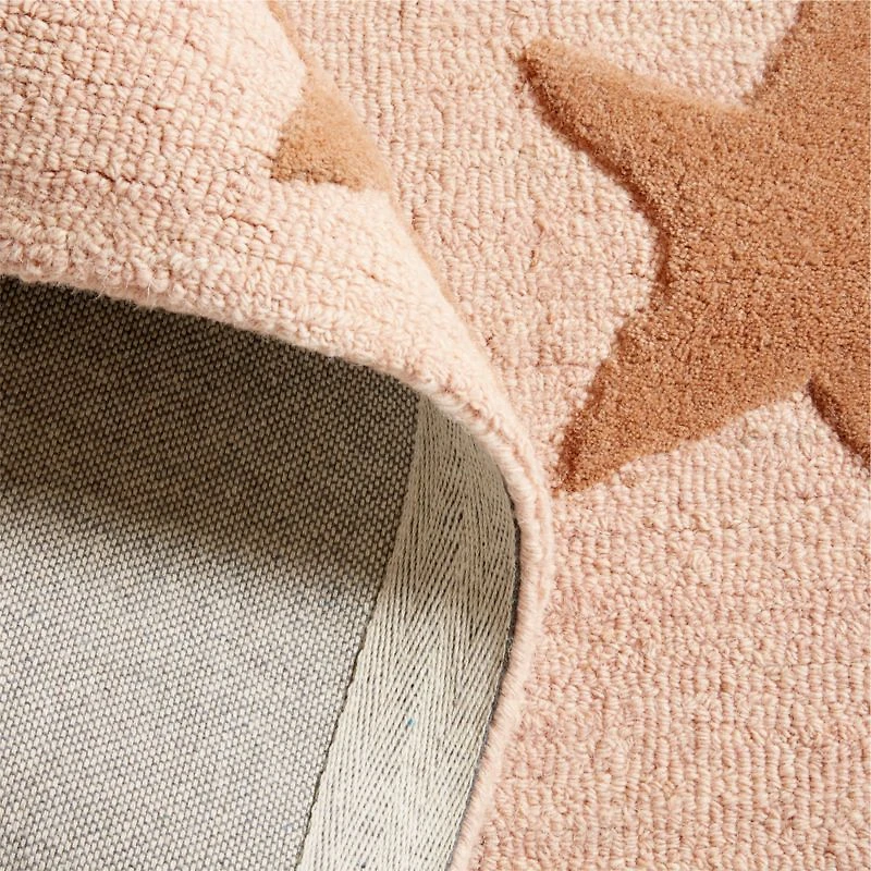 Modern Star Wool Elegant Pink Kids Area Rug 9'x12'
