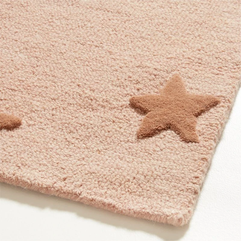 Modern Star Wool Elegant Pink Kids Area Rug 9'x12'