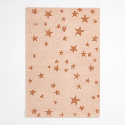 Modern Star Wool Elegant Pink Kids Area Rug 9'x12'