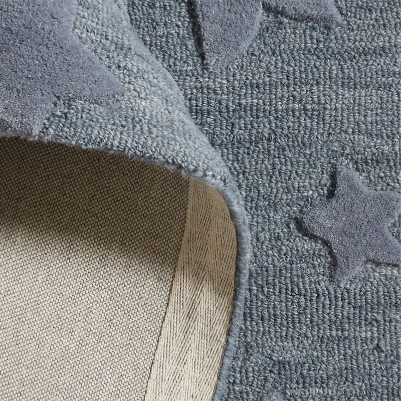 Modern Star Wool Slate Blue Kids 12"x18" Rug Swatch