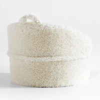 Large Cream White Mongolian Faux Fur Kids Lounge Barrel Chair