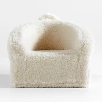 Large Cream White Mongolian Faux Fur Kids Lounge Barrel Chair