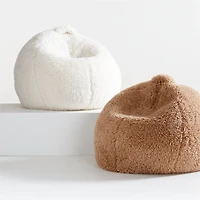 Cream White Small Mongolian Faux Fur Kids Lounge Bean Bag Chair