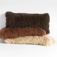 Spiced Orange Mongolian Sheepskin 36x16 Throw Pillow Cover