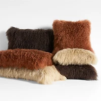 Spiced Orange Mongolian Sheepskin 36x16 Throw Pillow Cover