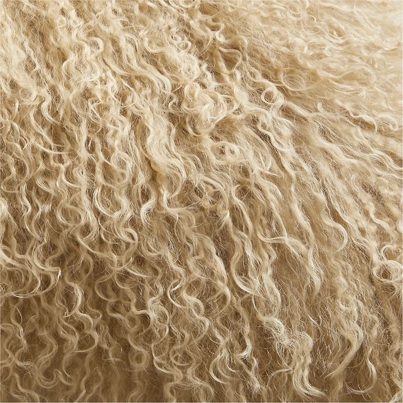 Rye Brown Mongolian Sheepskin 20"x20" Throw Pillow Cover