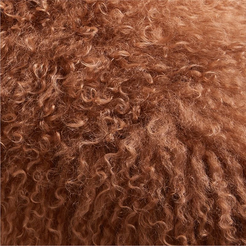 Spiced Orange Mongolian Sheepskin 36x16 Throw Pillow Cover