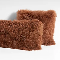 Spiced Orange Mongolian Sheepskin 36x16 Throw Pillow Cover