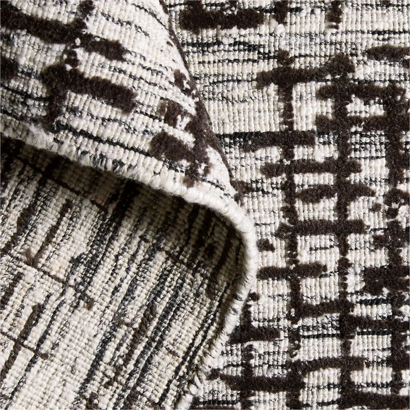 Montauban Wool Blend Handwoven Black and Espresso Brown Area Rug 6'x9'