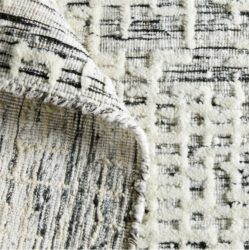 Montauban Wool Blend Handwoven White Area Rug 6'x9'