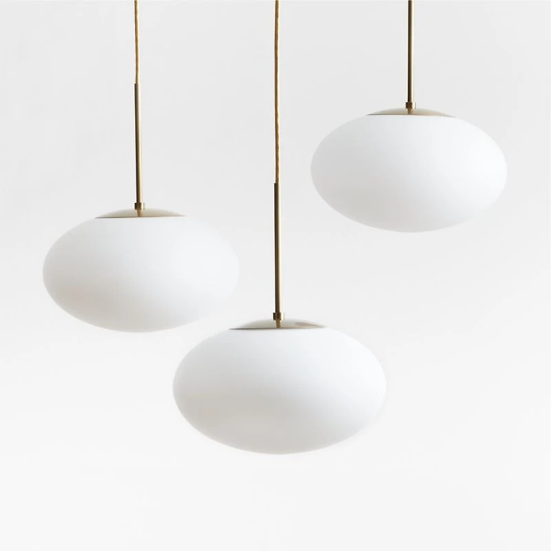 Moon Brass and Glass 3-Light Chandelier 37.5"