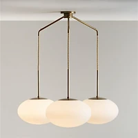 Moon Brass and Glass 3-Light Chandelier 37.5"