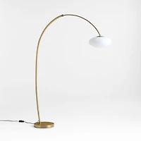 Moon Brass Arc Floor Lamp with Glass Shade