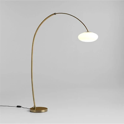 Moon Brass Arc Floor Lamp with Glass Shade