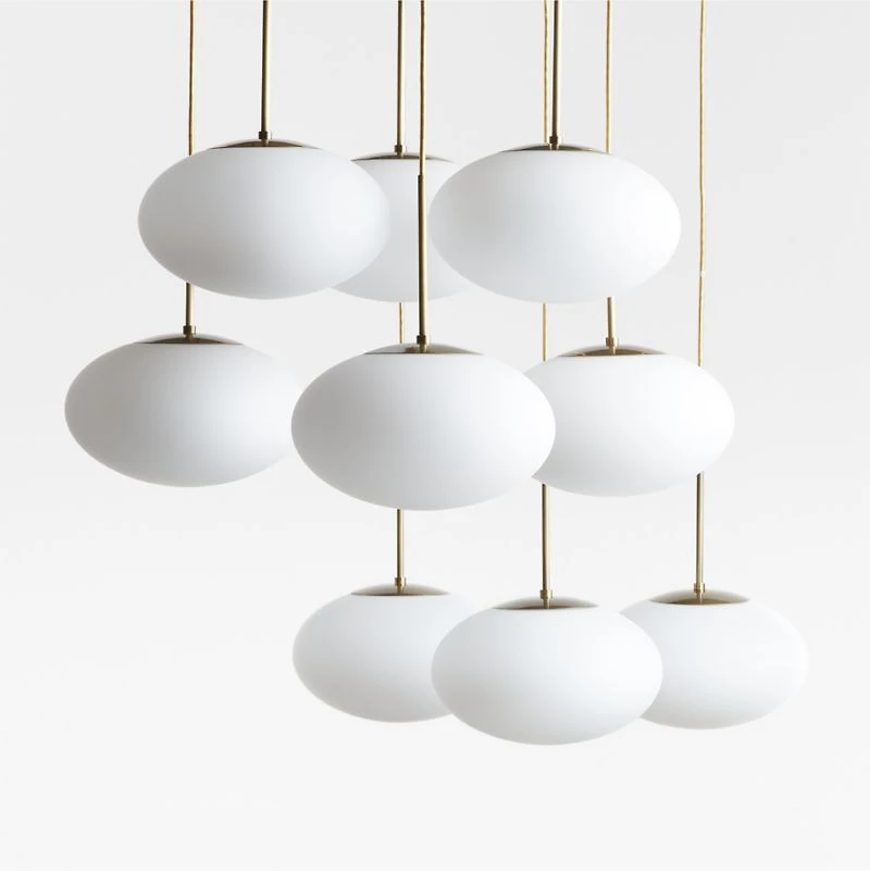 Moon Brass and Glass 3-Light Chandelier 37.5"