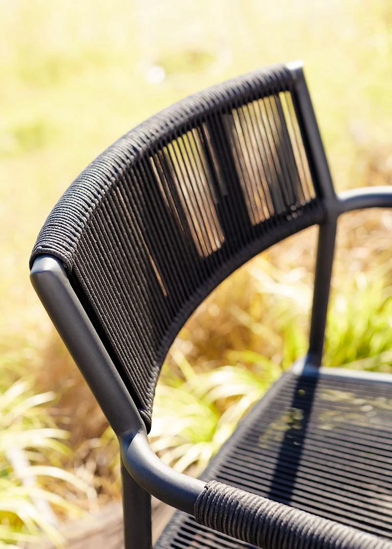 Morocco Graphite Stackable Outdoor Dining Chair with Arms