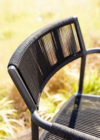 Morocco Graphite Stackable Outdoor Dining Chair with Arms