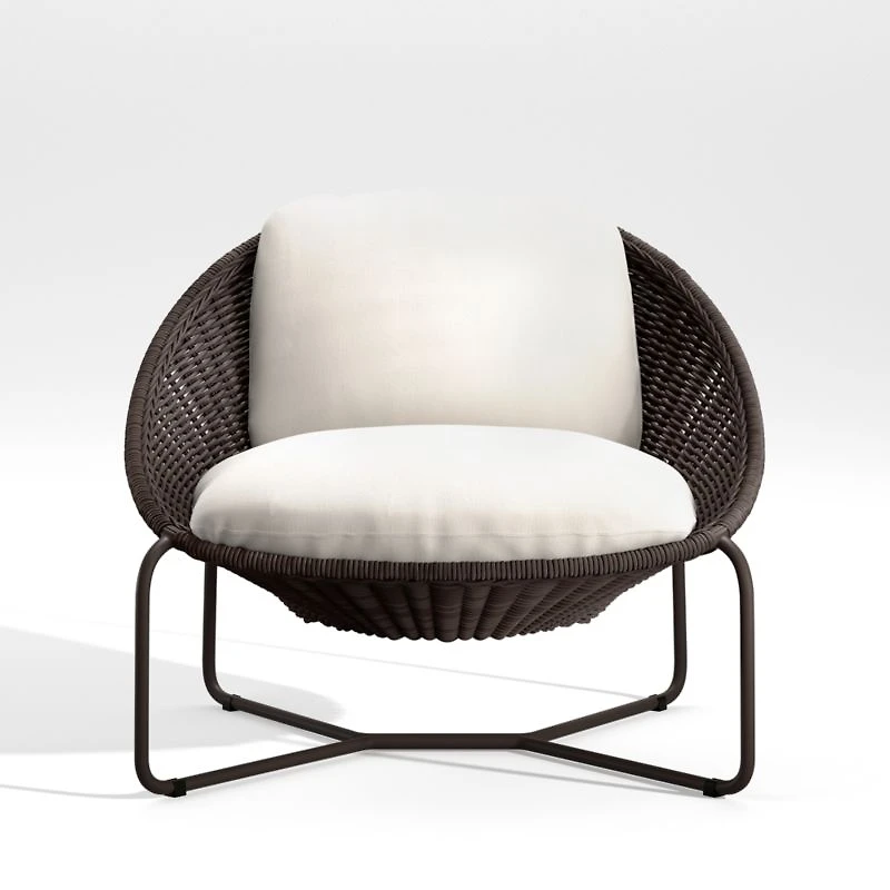 Morocco Graphite Oval Outdoor Lounge Chair with White Cushion