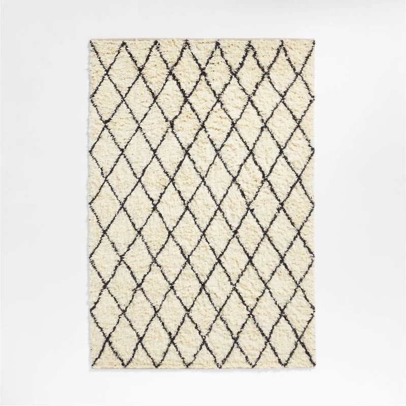 Moroccan Arlequin Diamond Wool Charcoal Kids Area Rug 5'x8'