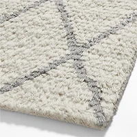 Moroccan Arlequin Diamond Wool Light Grey Kids Area Rug 5'x8'