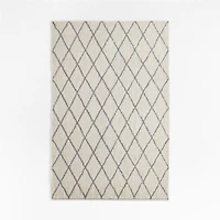 Moroccan Arlequin Diamond Wool Light Grey Kids Area Rug 5'x8'