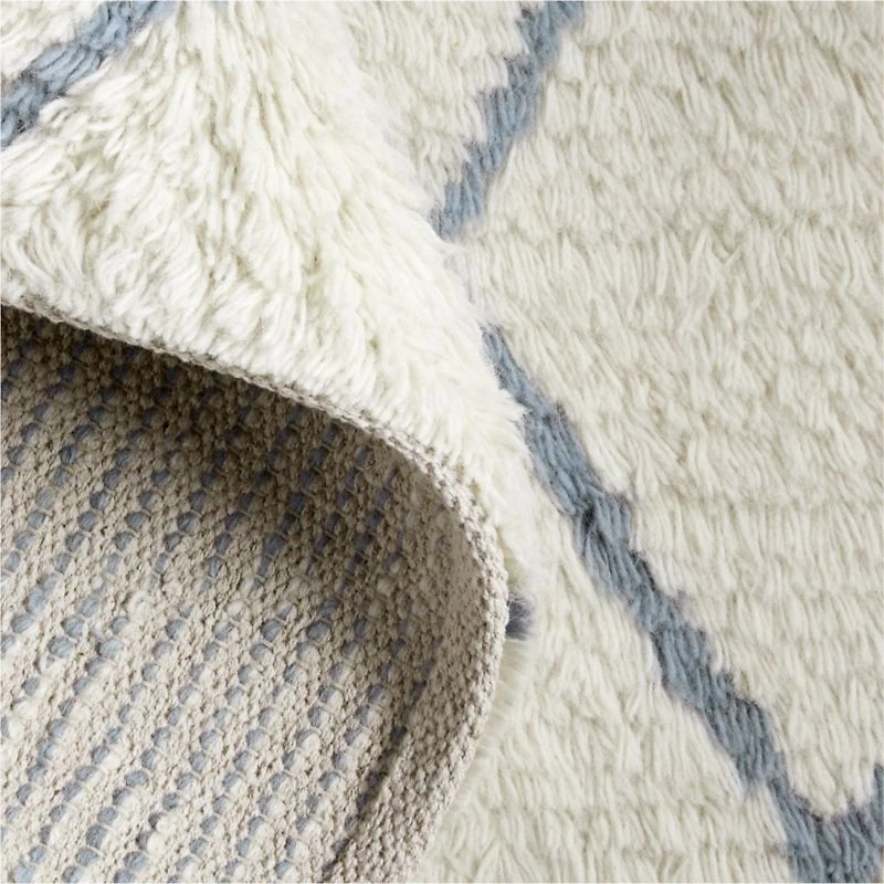 Moroccan Arlequin Diamond Wool Smoke Blue Kids Area Rug 5'x8'