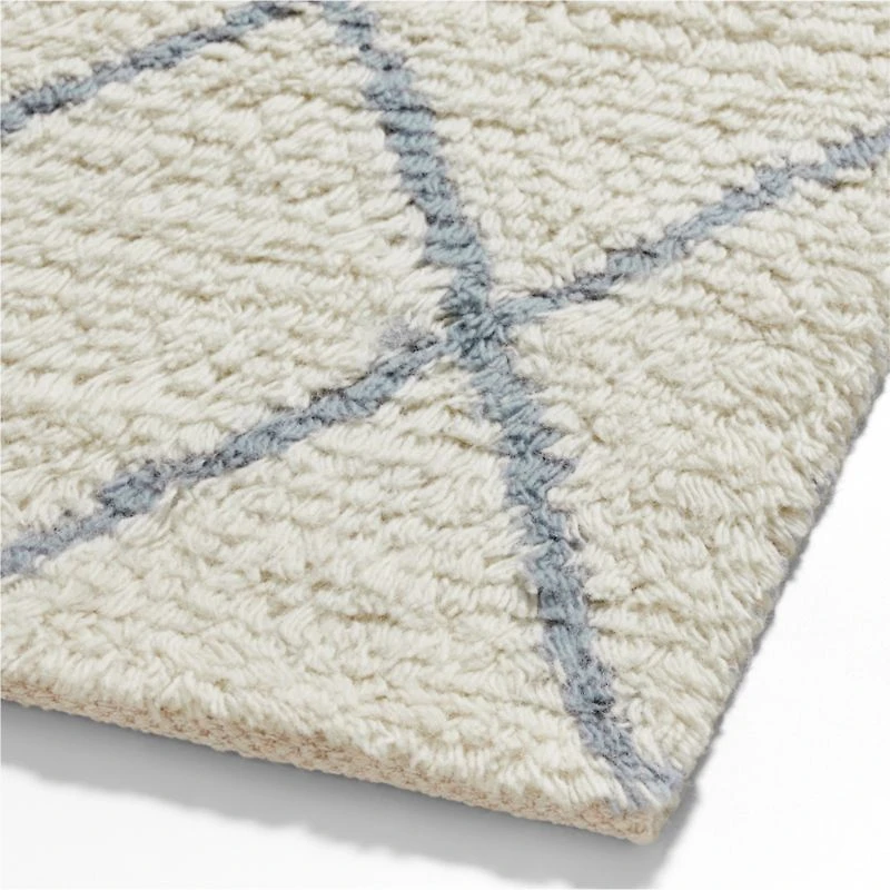 Moroccan Arlequin Diamond Wool Smoke Blue Kids Area Rug 5'x8'
