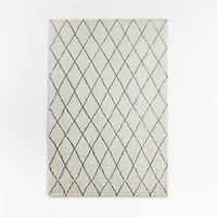 Moroccan Arlequin Diamond Wool Smoke Blue Kids Area Rug 5'x8'