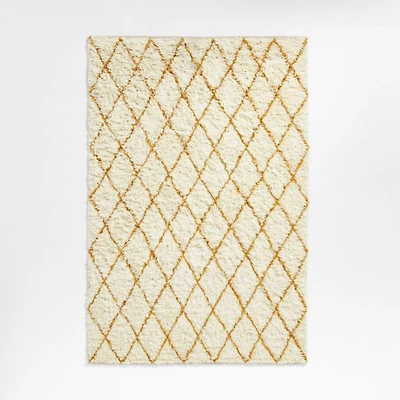 Moroccan Arlequin Diamond Wool Yellow Kids Area Rug 5'x8'