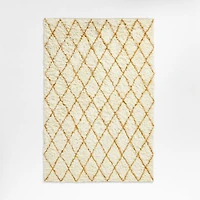 Moroccan Arlequin Diamond Wool Yellow Kids Area Rug 5'x8'