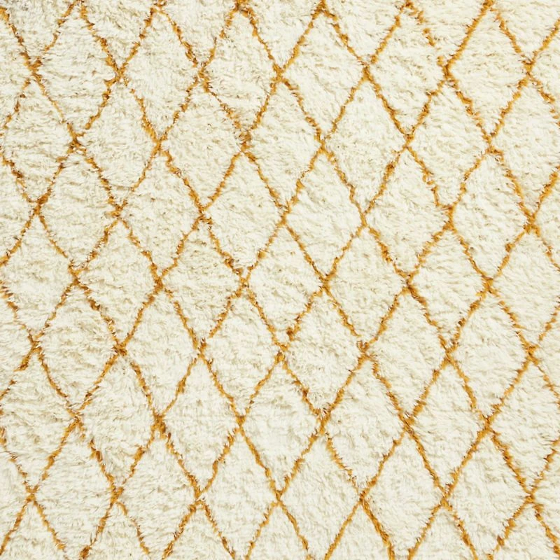 Moroccan Arlequin Diamond Wool Yellow Kids Area Rug 5'x8'