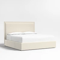 Meraux 56" Ivory Upholstered King Headboard with Storage Bed Base