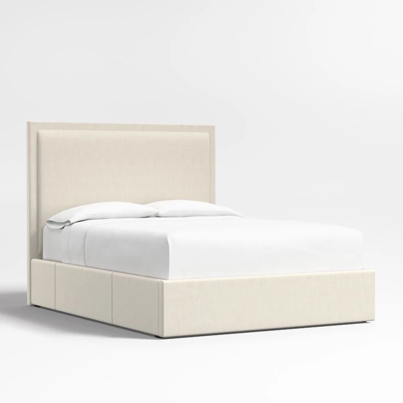 Meraux 56" Ivory Upholstered King Headboard with Storage Bed Base