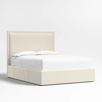 Meraux 56" Ivory Upholstered King Headboard with Storage Bed Base