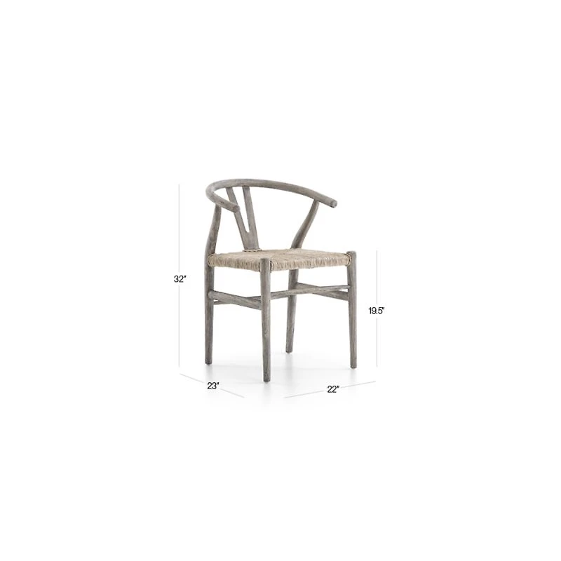 Crescent Weathered Grey Wood Wishbone Dining Chair