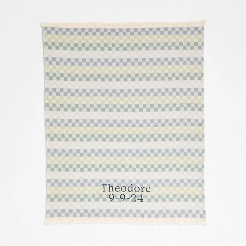 Multi Checker Cool Jacquard Woven Organic Cotton Baby Stroller Blanket